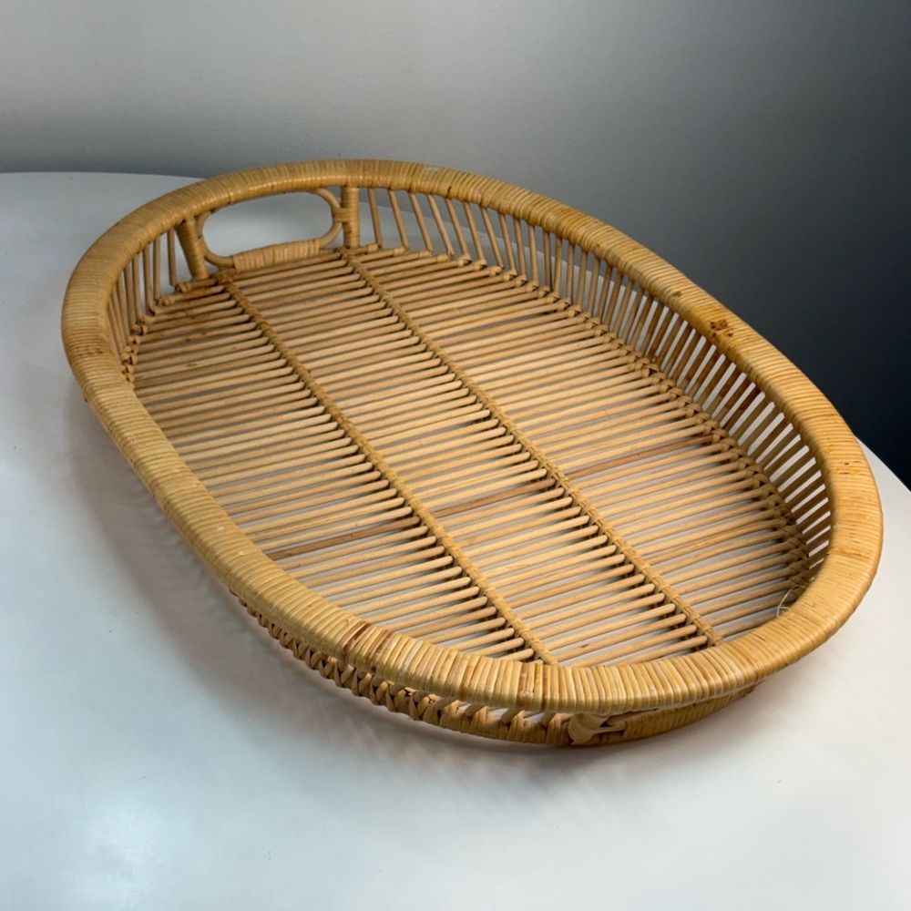 Artek Finland Danish Modern Rattan Serving Tray 1960s Scandinavian Modern Style